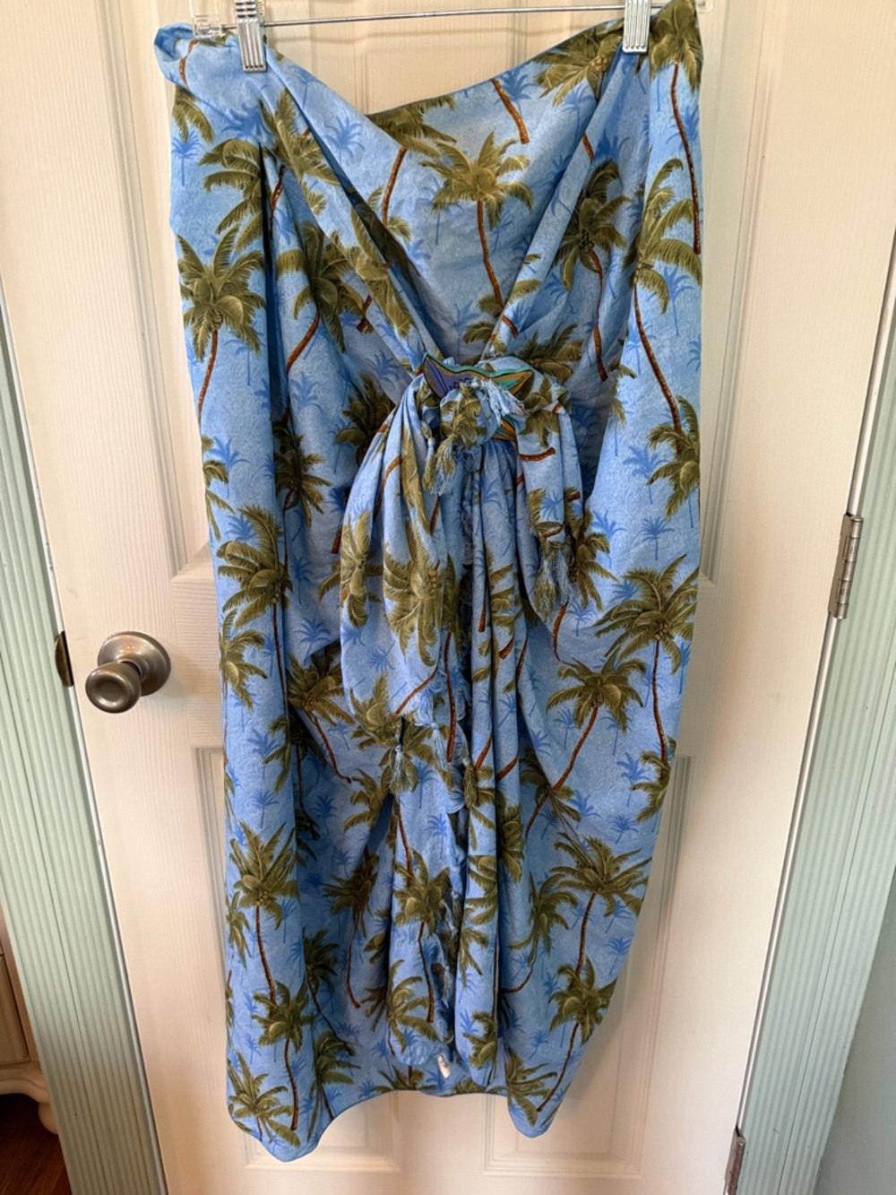 Blue Palm Tree Sarong Wrap Skirt